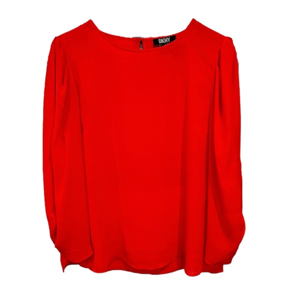 🛑 Gifted / Not for sale 🛑 DKNY Ruched Long Sleeve Red Dressy Blouse NWT Medium - Picture 6 of 9